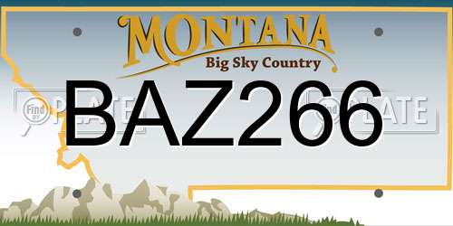 BAZ266 Montana License Plate