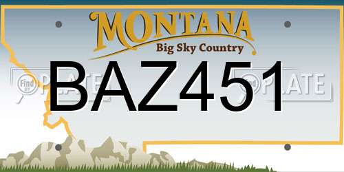 BAZ451 Montana License Plate