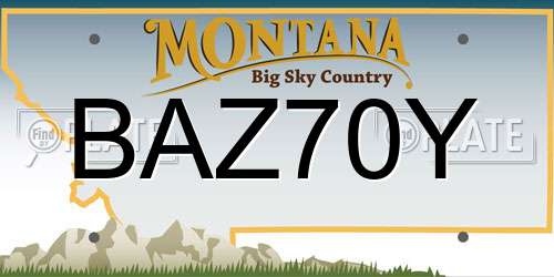 BAZ70Y Montana License Plate