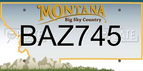 BAZ745 Montana License Plate