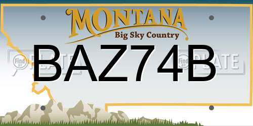 BAZ74B Montana License Plate