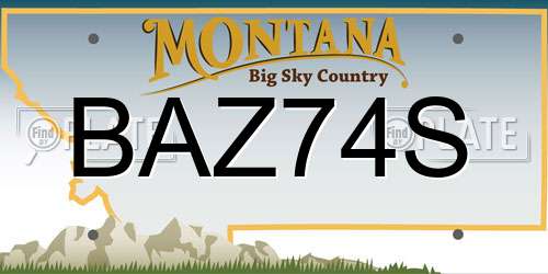 BAZ74S Montana License Plate