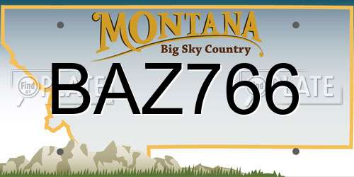 BAZ766 Montana License Plate