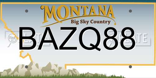 BAZQ88 Montana License Plate