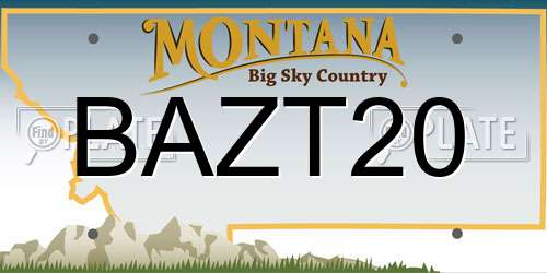 BAZT20 Montana License Plate