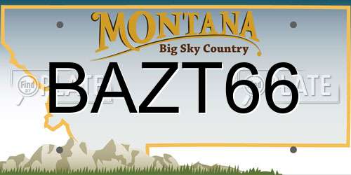 BAZT66 Montana License Plate