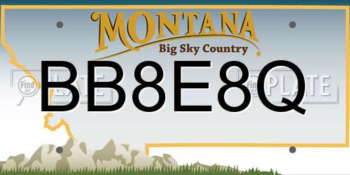 BB8E8Q Montana License Plate