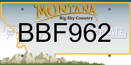 BBF962 Montana License Plate