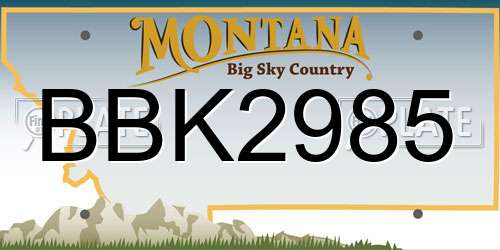 BBK2985 Montana License Plate