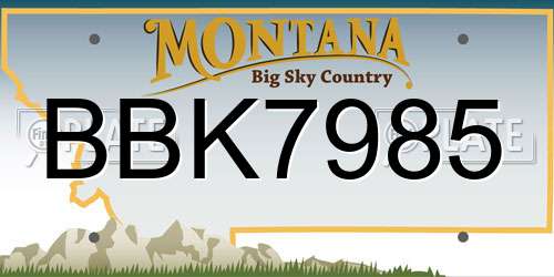 BBK7985 Montana License Plate