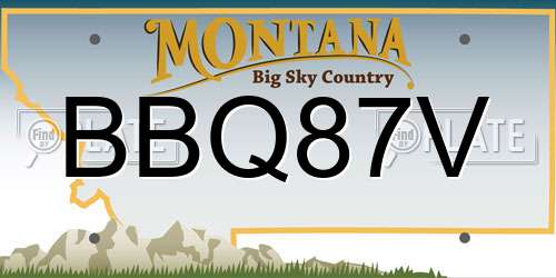 BBQ87V Montana License Plate