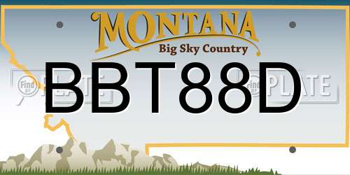 BBT88D Montana License Plate