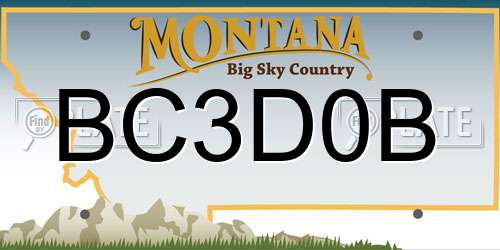 BC3D0B Montana License Plate
