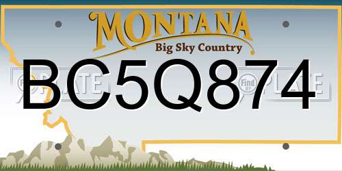 BC5Q874 Montana License Plate