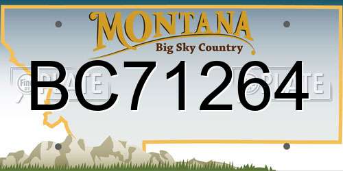 BC71264 Montana License Plate