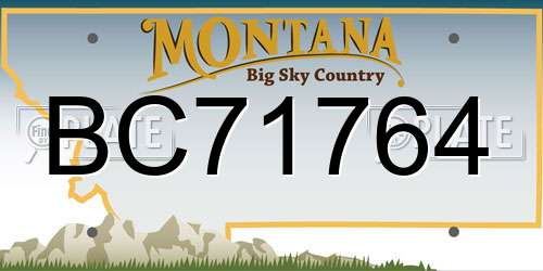 BC71764 Montana License Plate