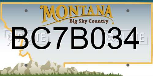 BC7B034 Montana License Plate