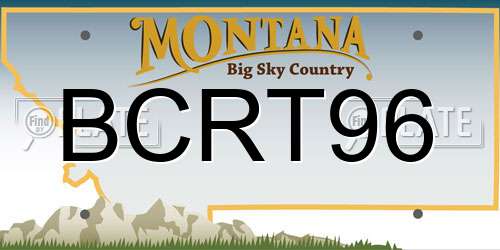 BCRT96 Montana License Plate