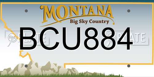 BCU884 Montana License Plate