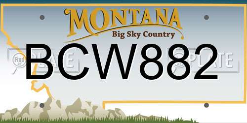 BCW882 Montana License Plate
