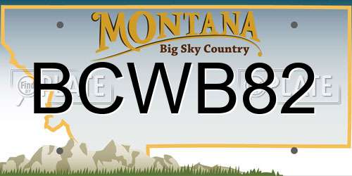 BCWB82 Montana License Plate