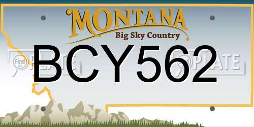 BCY562 Montana License Plate