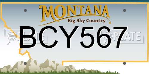 BCY567 Montana License Plate