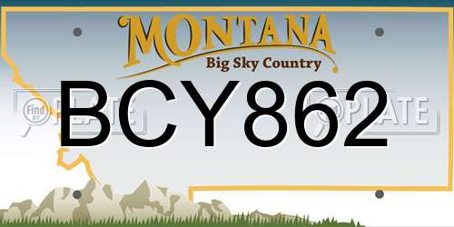 BCY862 Montana License Plate