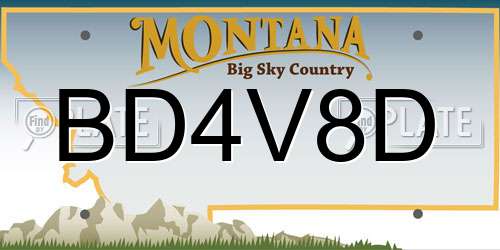 BD4V8D Montana License Plate