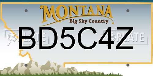 BD5C4Z Montana License Plate