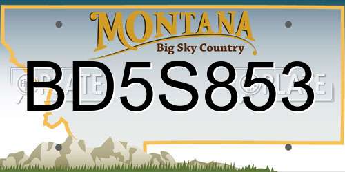 BD5S853 Montana License Plate