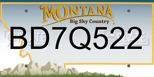 BD7Q522 Montana License Plate