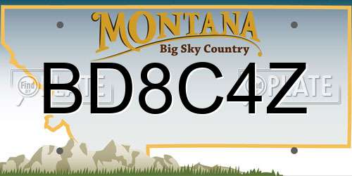 BD8C4Z Montana License Plate