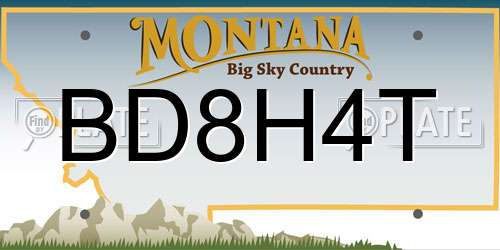BD8H4T Montana License Plate