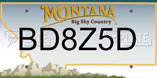 BD8Z5D Montana License Plate