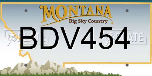 BDV454 Montana License Plate