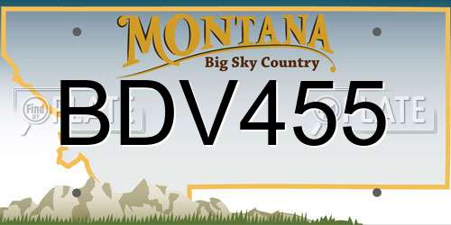 BDV455 Montana License Plate