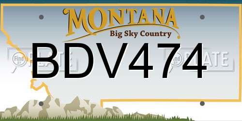 BDV474 Montana License Plate
