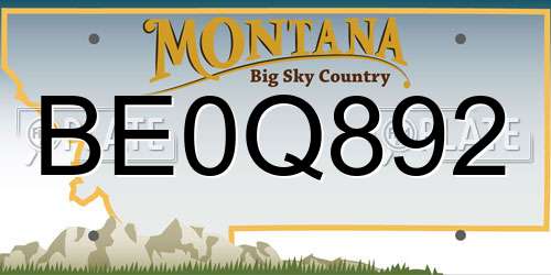 BE0Q892 Montana License Plate