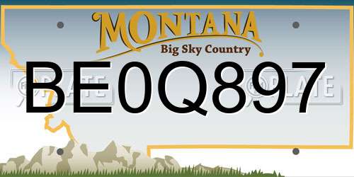 BE0Q897 Montana License Plate