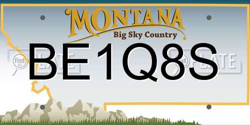 BE1Q8S Montana License Plate