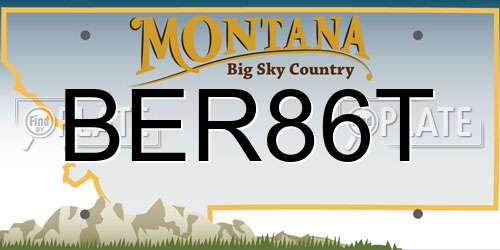 BER86T Montana License Plate