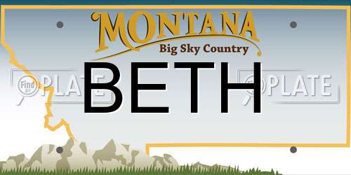 BETH Montana License Plate