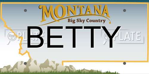BETTY Montana License Plate