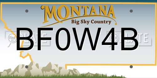 BF0W4B Montana License Plate