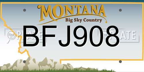 BFJ908 Montana License Plate