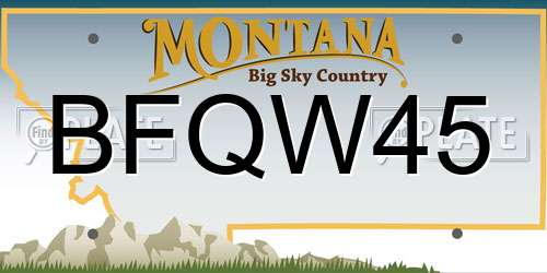 BFQW45 Montana License Plate