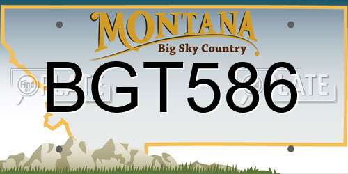 BGT586 Montana License Plate