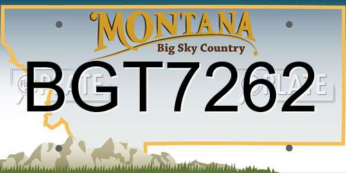 BGT7262 Montana License Plate