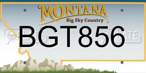 BGT856 Montana License Plate